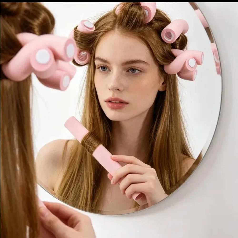 Soft Pink Foam Hair Rollers - Set of Styling Curlers